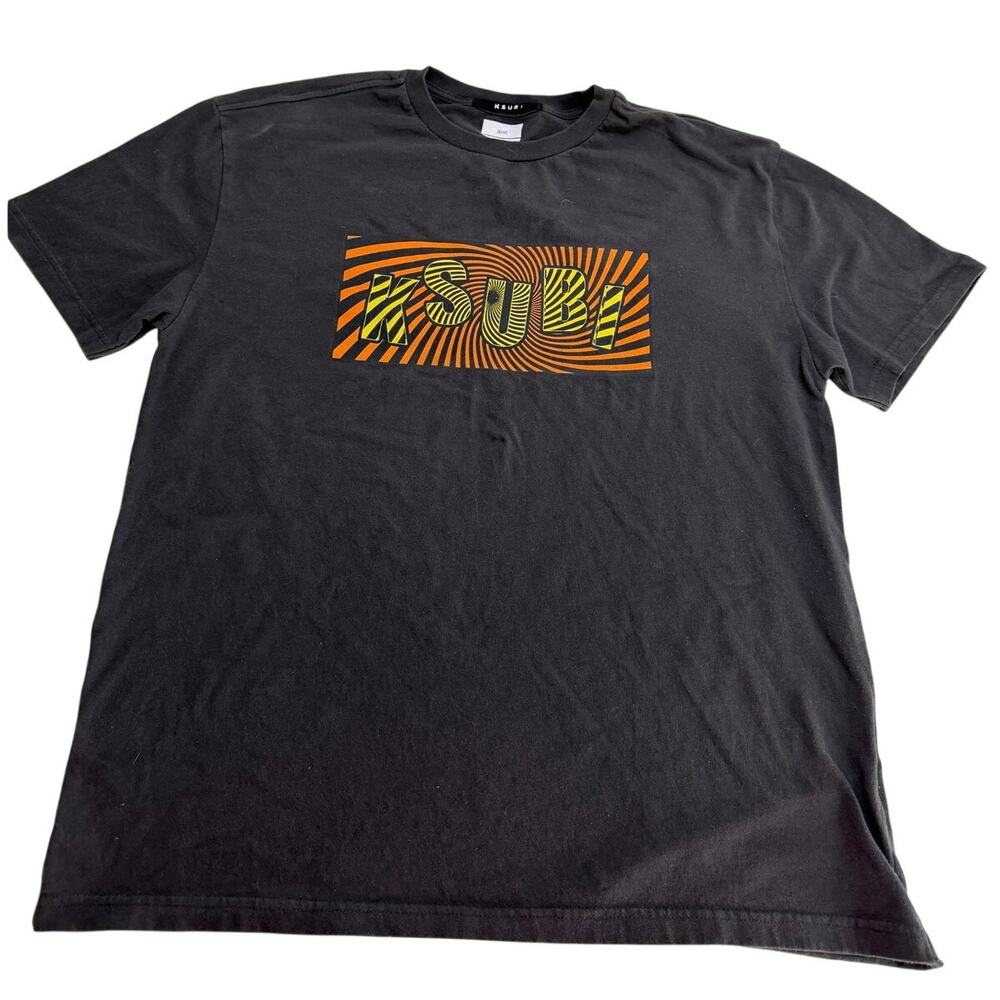 Ksubi Mens Size M Black Spiral Biggie  Short Sleeve Tee Shirt